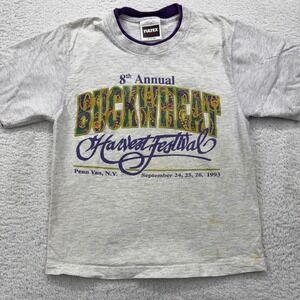 Vintage 1993 Tultex 8th Annual Buckwheat Harvest Festival T Shirt Kids M 10-12
